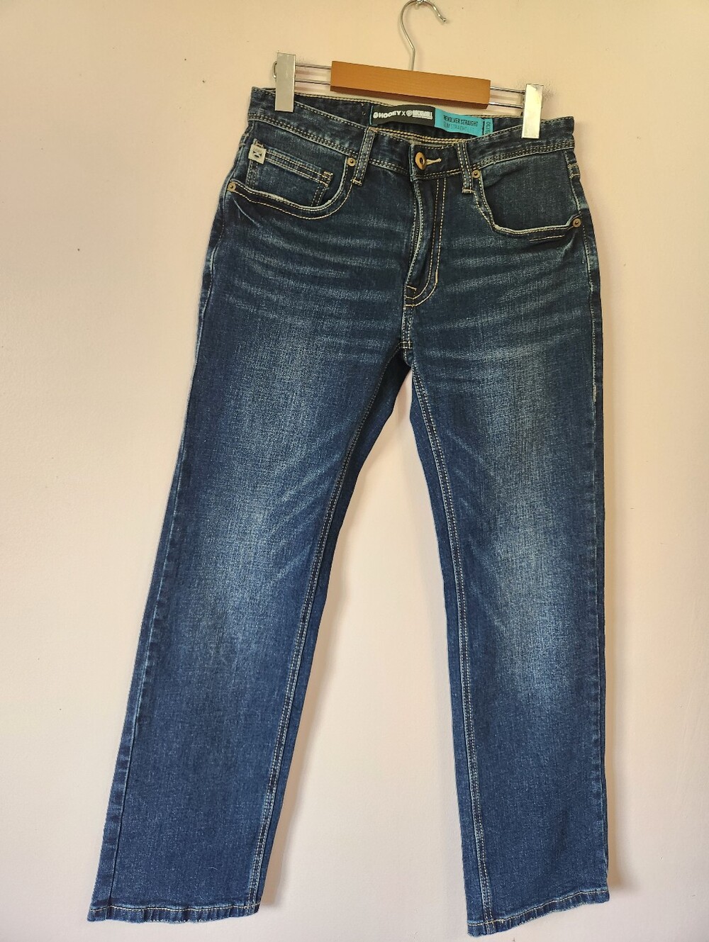 Hooey x Rock & Roll Denim Revolver Slim Straight Jeans 29x30 Dark Wash Western